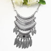 N-7293 Vintage Silver Leaf Beaded Statement Necklaces for Women Party Jewelry