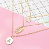 N-7295 Golden Fashion Multi-layer Shell Pendant Seaside Holiday Style Diamond Necklace