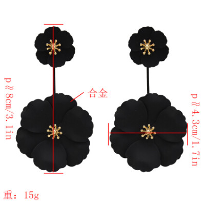E-5456 6 Colors Elegant Women Metal Flower Drop Dangle Earrings Bridal Wedding Party Jewelry Gift