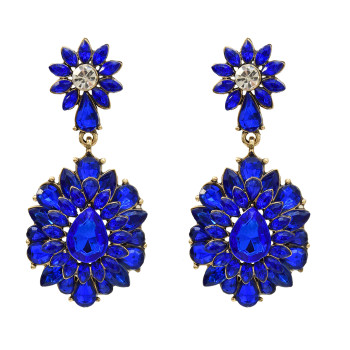 E-5455 4 Colors Retro Palace Luxury Water Drill Earrings Multilayer Petal Bright Dangle Earrings Party Jewelry Gift