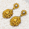 E-5455 4 Colors Retro Palace Luxury Water Drill Earrings Multilayer Petal Bright Dangle Earrings Party Jewelry Gift
