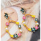E-5454 Fashion Girl Gold Metal Flower Pearl Rhinestone Drop Earrings for Women Wedding Party Jewelry