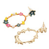 E-5454 Fashion Girl Gold Metal Flower Pearl Rhinestone Drop Earrings for Women Wedding Party Jewelry