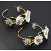 E-5459 Elegant Gold Metal Rhinestone Flower Hoop Earrings for Women Bridal Wedding Party Jewelry Gift