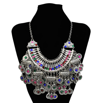 N-7296 New Fashion Coin Color Rinestone Crystal Statement Necklace Earring Bracelet  Jewelry Sets For Women Bridal Party Jewelry