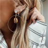 E-5460 Fashion Big Round Drop Dangle Earring Shell Shape Earring Set