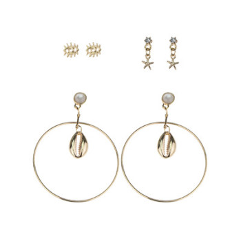 E-5460 Fashion Big Round Drop Dangle Earring Shell Shape Earring Set