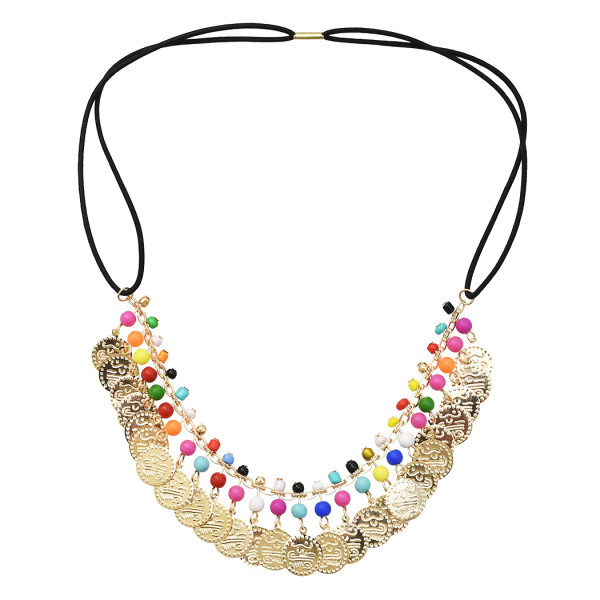 F-0684 Indian Coin Tassel Beaded Hairband For Women Bridal Wedding Hair Accessories Jewelry