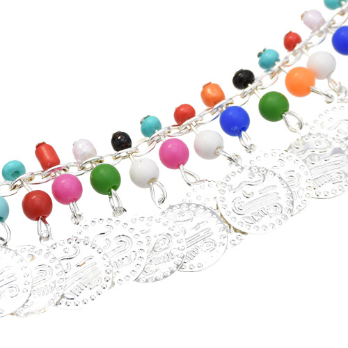 F-0684 Indian Coin Tassel Beaded Hairband For Women Bridal Wedding Hair Accessories Jewelry