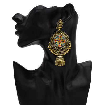 E-5464 Gypsy Chandelier-shaped earrings Bohemian water drops carved tassel earrings