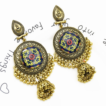 E-5464 Gypsy Chandelier-shaped earrings Bohemian water drops carved tassel earrings