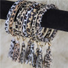 B-0990 Wristlet Keychain Bracelet Bangle Keyring Circle Key Ring Leather Tassel Bracelet Holder