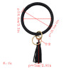 B-0990 Wristlet Keychain Bracelet Bangle Keyring Circle Key Ring Leather Tassel Bracelet Holder
