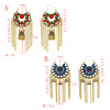 E-5469 Gypsy Chandelier-shaped Openwork Flower Earrings Bohemian Water Drops Carved Tassel Earrings