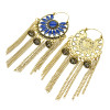 E-5469 Gypsy Chandelier-shaped Openwork Flower Earrings Bohemian Water Drops Carved Tassel Earrings
