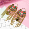 E-5469 Gypsy Chandelier-shaped Openwork Flower Earrings Bohemian Water Drops Carved Tassel Earrings