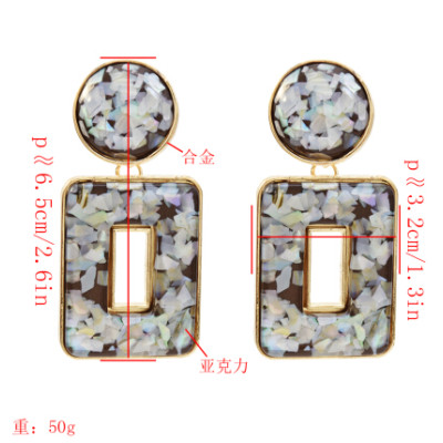 E-5472 5 Colors Bohemian Puka Shell Acrylic Big Geometric Drop Earrings for Women Wedding Party Jewelry