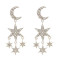 E-5471  2 Colors Rhinestone Star Moon Elegant Temperament Drop Dangle Earrings