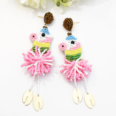 E-5473 Hot Sell Fashion jewelry Lovely Rice Beads Animal Horse Earrings Cute Party Tassel Earrings For Women Girls Gift