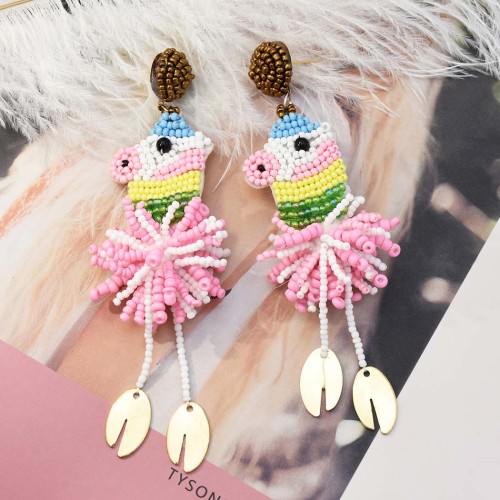 E-5473 Hot Sell Fashion jewelry Lovely Rice Beads Animal Horse Earrings Cute Party Tassel Earrings For Women Girls Gift