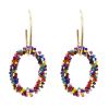 E-5477 Bohemian Colorful Beads Hoop Earrings for Women Big Circle Round Drop Earrings