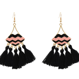 E-5479 Thread Tassel Earrings for Women Ethnic Bohemian Style Enamel Lip Hook Dangle Earring