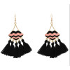 E-5479 Thread Tassel Earrings for Women Ethnic Bohemian Style Enamel Lip Hook Dangle Earring