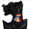 E-5479 Thread Tassel Earrings for Women Ethnic Bohemian Style Enamel Lip Hook Dangle Earring