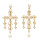 E-5478 Golden Openwork Cross Pearl Earrings Wedding Earring