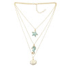 N-7302 Layered Necklace Starfish Seahorse Shell Pendant Necklace Bar Y Pendant Necklace for Women