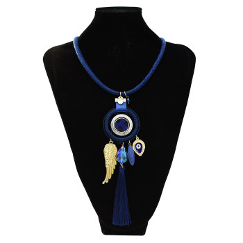 N-7301 Dream Catcher Necklace Earrings Jewelry Sets Angel Wings Devil's Eye Thread Tassel Choker For Women
