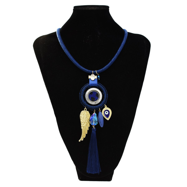 N-7301 Dream Catcher Necklace Earrings Jewelry Sets Angel Wings Devil's Eye Thread Tassel Choker For Women
