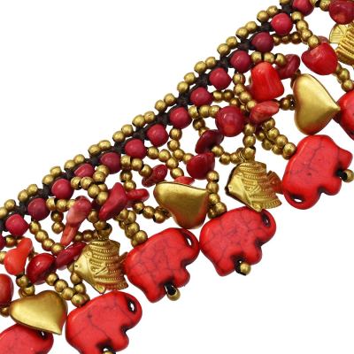 B-0991 Heart Fish Elephant Beads Multilayers Turquoise Bracelet Or Anklet Women Ethnic Handmade Bell Jewelry