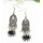 E-5482 Vintage Silver Metal Carved Flower Bells Tassel Drop Earrings for Women Indian Party Jewelry
