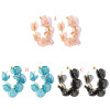 E-5484 New Fashion Design Hoop Earrings For Women Fabric Flower Circle Pending Gold Color Hoops Earrings Bridal Wedding Party Jewelry