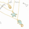 N-7304 Multi-Layer Layered Necklace Starfish Seahorse Shell Pendant Necklace for Woman