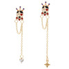E-5487 Cute Crown Heart Star Rhinestone Long Tassel Drop Earrings for Women Girl Party Jewelry