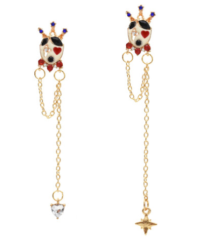 E-5487 Cute Crown Heart Star Rhinestone Long Tassel Drop Earrings for Women Girl Party Jewelry