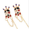 E-5487 Cute Crown Heart Star Rhinestone Long Tassel Drop Earrings for Women Girl Party Jewelry