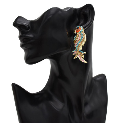 E-5493 full crystal parrot bird drop earrings 2019 new design good quality fashion women statement for women wholesale