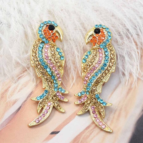 E-5493 full crystal parrot bird drop earrings 2019 new design good quality fashion women statement for women wholesale