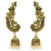 E-5349 Ethnic Vintage Style Silver Carved Flower Drop Zamak Gypsy Indian Bells Long Tassel Statement Earrings For Women Boho Jewelry