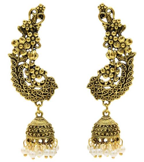 E-5349  Ethnic Vintage Style Silver Carved Flower Drop Zamak Gypsy Indian Bells Long Tassel Statement Earrings For Women Boho Jewelry