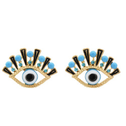 E-5494 New Evil Eye Earrings Blue Rhinestone Stud Earring Gold Metal Fashion Women Earring Party Jewelry