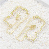 E-5496 Golden Hollow Face Pearl Novelty Ladies Earrings Party Earrings