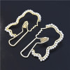 E-5496 Golden Hollow Face Pearl Novelty Ladies Earrings Party Earrings