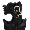 E-5496 Golden Hollow Face Pearl Novelty Ladies Earrings Party Earrings