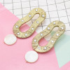 E-5504 Long oval  Earrings Vintage Geometric Statement Earrings colorful Drop Rhinestone Big Earrings for Women Jewelry