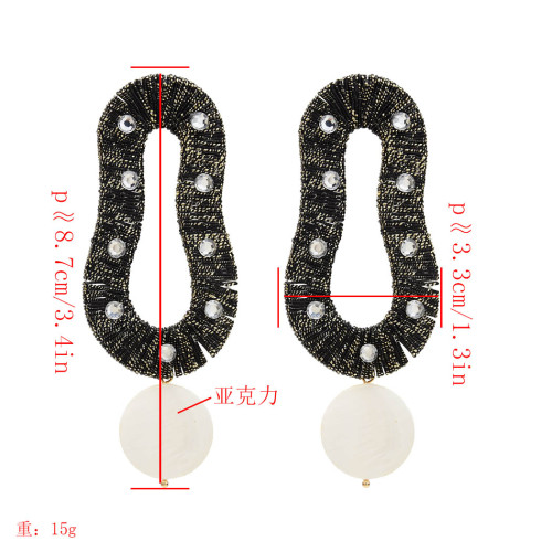 E-5504 Long oval  Earrings Vintage Geometric Statement Earrings colorful Drop Rhinestone Big Earrings for Women Jewelry