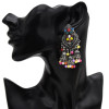 E-5505 Vintage Indian Drop Earrings for Women Gold Silver Metal Resin Beaded Tassel Earrings Gypsy Triabl Fashion Jewelry